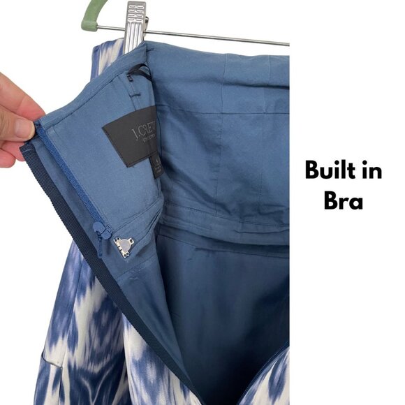 J. Crew Collection Silk Strapless Sheath Dress Sz 4 Blue Ikat 90's - Picture 7 of 9